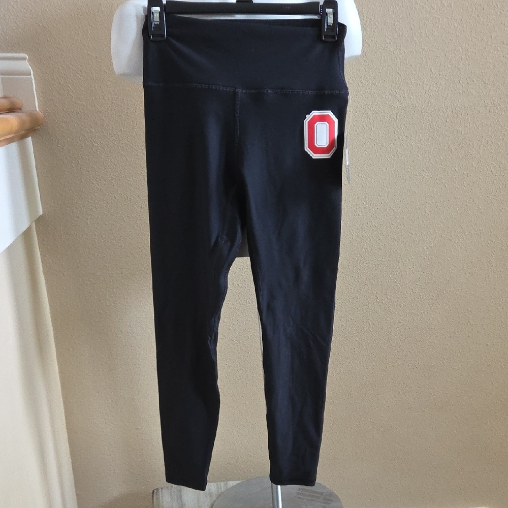 Womens The OHIO STATE Buckeyes Black Logo High Waisted Leggings Size Medium NWT